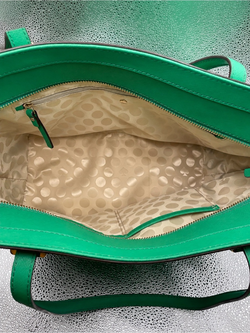 Kate Spade NY Green Structured Leather Shoulder Tote Bag - Picture 8 of 14